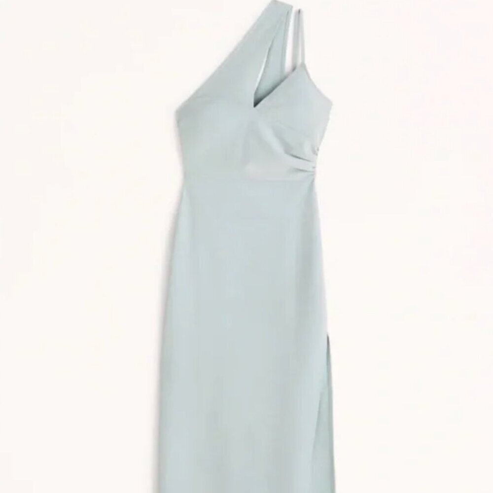 A&F Asymmetrical Ruched Maxi Dress - Light Blue - Size Medium - NWT - Picture 1 of 10